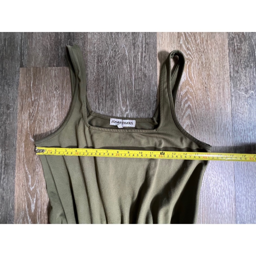 Almost Famous Cargo Jumpsuit Womens Medium Olive Green Utility Wide Leg - Picture 3 of 7